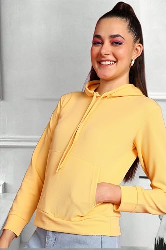 Image of POPWINGS Casual Solid Hooded Pocket Sweatshirt for Women || Women Sweatshirts Casual Wear ||Stylish Western Winter Wear Sweatshirts for Women
