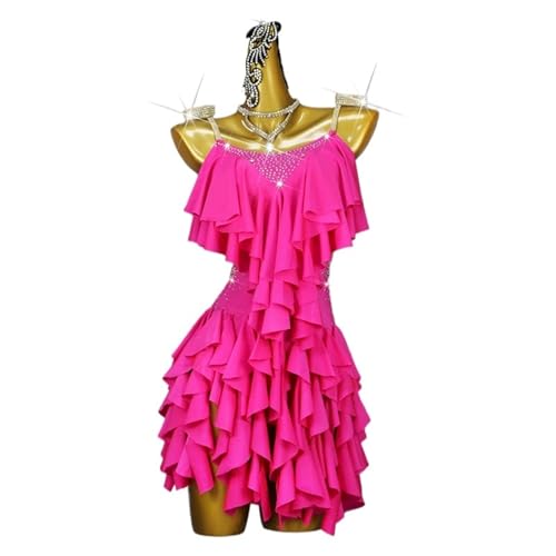 NRBMZYEN Vestido de baile latino, vestido de baile latino, disfraz de competición, ropa sexy para mujer, falda de salón de baile, ropa de fiesta, rojo, (Red Dress), XL