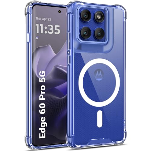 Image of TheGiftKart Shockproof Crystal Clear Back Cover Case for Motorola Moto Edge 60 Pro 5G | 360 Protection | Hard Clear Back Cover for Moto Edge 60 Pro (PC & TPU, MagSafe Compatible, Transparent)