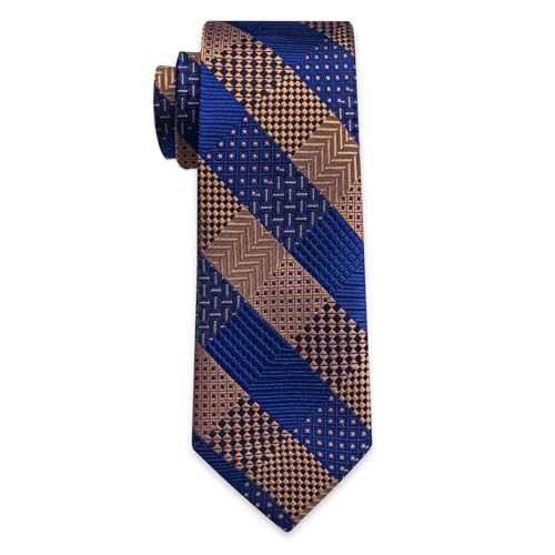 Image of YourTies Striped Plaid Ties for Men Silk Formal Necktie Set | 3.15 inch(8cm) Woven Jacquard Mens Ties with Necktie Pocket Square Cufflink Tie Clip Lapel Pin for Wedding Business Party