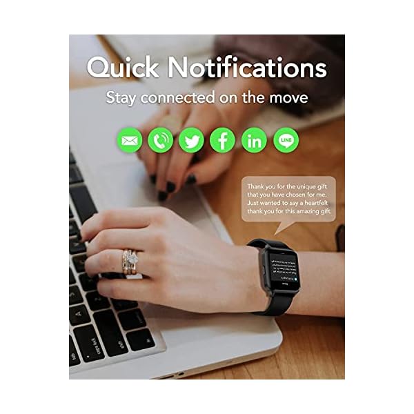 Deeprio Smart Watch for Android iOS Phones, 1.52" HD Full Touch Screen Blood Oxygen Heart Rate Sleep Monitor IP68 Waterproof Fitness Tracker, Smartwatches for Men Women Black,Vidaa