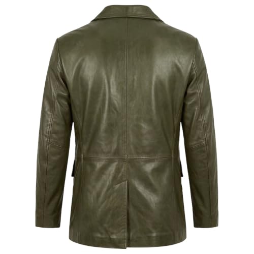Image of Isaac & David Chicago Lambskin Genuine Casual Wear Leather Blazer Sport Coat Classic Button Closure for Men 2 Button Coat