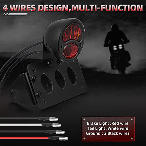 Image of Amazicha Motorcycle 3 /4 inch Axle Hole Side Mount License Plate Bracket LED Brake Tail Light Compatible for Harley Davidson Sporster Bobber Chopper cafe