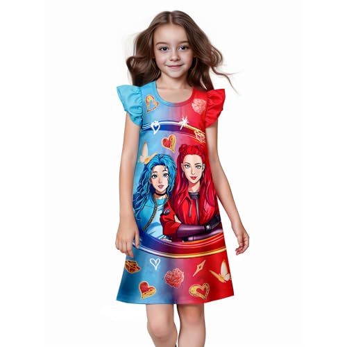 JAZZMAD Girls Dresses Kids Casual Dress Flutter Sleeves Gowns Outfits 3-8 Years2