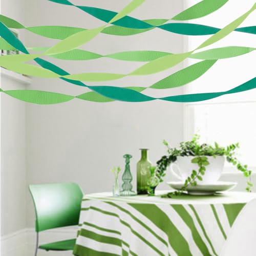 Image of PheiLa Green Crepe Paper Streamers 6 Rolls 492ft, Crepe Paper Birthday Decorations Green Party Supplies for DIY Gift Wrapping Wedding Holiday Party Decor, 1.77 Inch x 82 Ft /Roll