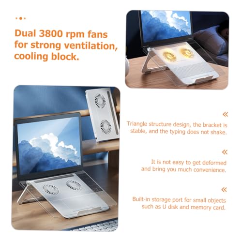 Base para Laptop Gatuida con Ventiladores Ajustable Blanca miniatura 7