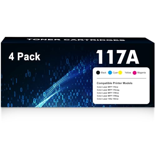 117A avec Puce Cartouche de Toner Compatible pour HP 117A pour HP Color Laser MFP 178nw 179fnw 150nw 150a 178nwg 179fwg 178 179 150 W2070A W2071A W2072A W2073A...