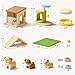 Tiny Land Wooden Dollhouse Animal Set for Toddlers, Dollhouse Accessories & Dolls House Furniture Sets for Toddlers, Montessori Pretend Play Family Pets Set Toys, Gift for Kids Age 3+