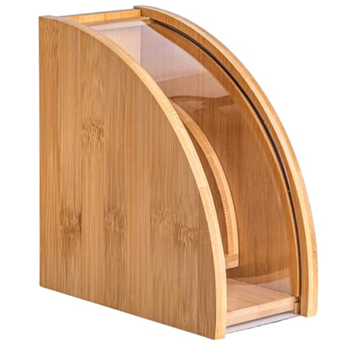 DECHOUS Coffee Filter Holder, Coffee Paper Storage Container for #1#2 V 60 Coffee Filters Bamboo Coffee Filter Paper Dispenser Rack with Dustproof Cover Filter Organizer