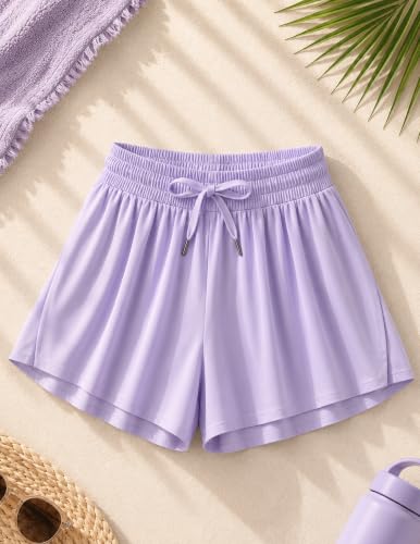 Image of 1 or 3 Pack Girls Flowy Shorts with Spandex Liner & Pocket, 2-in-1 Athletic Butterfly Shorts for Running Dance