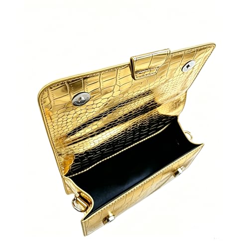 Image of Small Crossbody Purse Bag for Women,Y2K Cute Metallic Croc Handbag