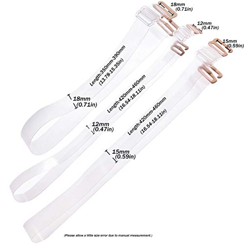 Closecret Women's 3 Pairs Clear Transparent Removable Invisible Replacement Bra Shoulder Straps (3 Sizes) #TOP2