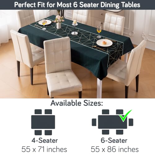 Image of HOKIPO Modern Grace Table Cloth for 6 Seater, 55x86 in, Midnight Lines