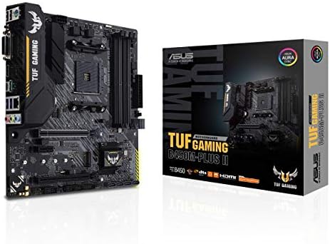 ASUS TUF Gaming B450M-PLUS II AMD AM4 (Ryzen 5000, 3rd Gen Ryzen microATX Gaming Motherboard (DDR4 4400(O.C.), USB 3.2 Gen 2 Type-A, BIOS Flashback, 256Mb BIOS Flash ROM, AI Noise Cancelling Mic