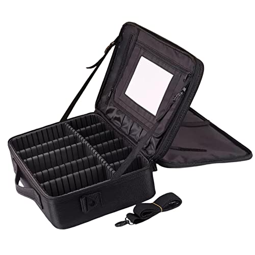 Valigetta Trucchi Beauty Case Porta Trucco Valigia Porta Trucchi Valigetta Per Trucco Vassoi Per Truccatore Custodia Cosmetica Con Specchio, Materiale Impermeabile In Tessuto Oxford,Nero ( Color : Bla