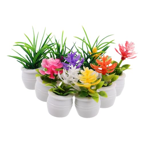 lurrose 9個ミニチュア植木鉢 多彩なカラーバリエーション 耐久性のあるフェイクグリーン ドールハウス用小型盆栽フィギュア ア装飾に
