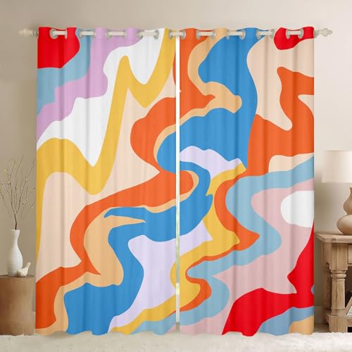 Rideau rayures aquarelle mignonnes style geometrique multicolore - 2