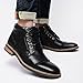 Men's Black Leather Oxford Dress Ankle Boot Fashion Casual Mid Top Chukka Boots for Men Cap Toe Rubber Sole Lace Up Side Zip Business Work Shoe Size 12