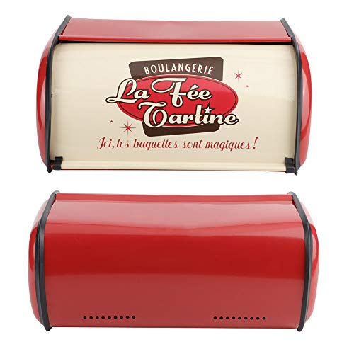 Panera de metal roja de gran capacidad para almacenamiento en cocina 5