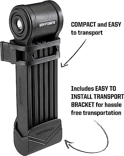 Image of Kryptonite Keeper Folding Bike Lock, 2.75FT /3.25 FT Long Compact Lightweight High Security Anti-Theft Foldable Bicycle Lock with 2 Keys and Mount for E-Bikes Scooter Road Mountain Bike