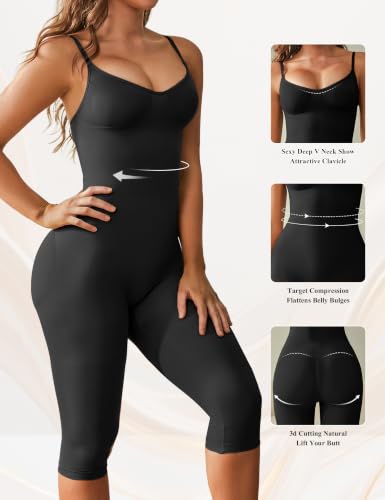 Image of Tummy Control Bodysuit for Women Capri Length Shapewear