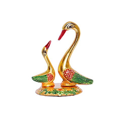 Image of KridayKraft Love Birds Swanset Pair of Kissing Duck Metal Statue,Love for Romantic Gift to Boyfriend,Girlfriend,Decor Your Home,OfficeShowcase,Animal Showpiece Figurines. (Multicolor)