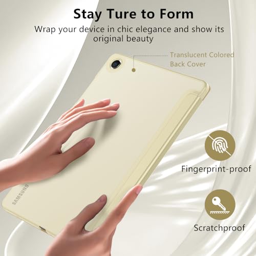 Image of MoKo Trifold Case for Galaxy Tab A9 Plus /A9+ 11 Inch 2023, Champagne Gold | Slim Stand Hard PC Translucent Back Shell Smart Cover, Auto Sleep /Wake, Light, Anti-scratch, 2 Adjustable Angle