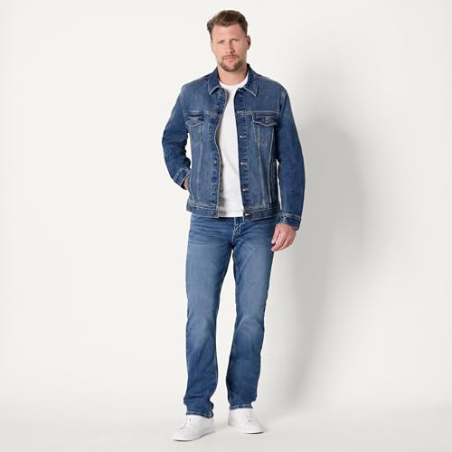 Image of Amazon Essentials Men's Heavyweight Low Stretch Regular-Fit Denim Jacket, Chest Patch Pockets