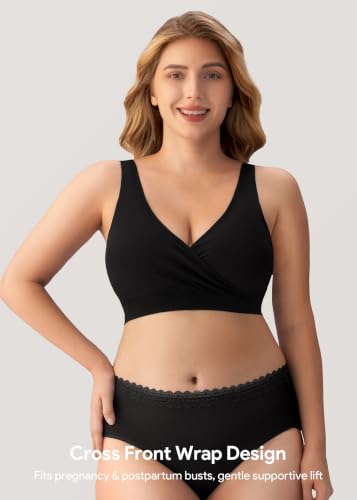 Image of HBselect Nursing Bras for Breastfeeding, Maternity Nursing Sleep Bra Wireless Pregnancy Sleep Bralette 3 /5 Pack