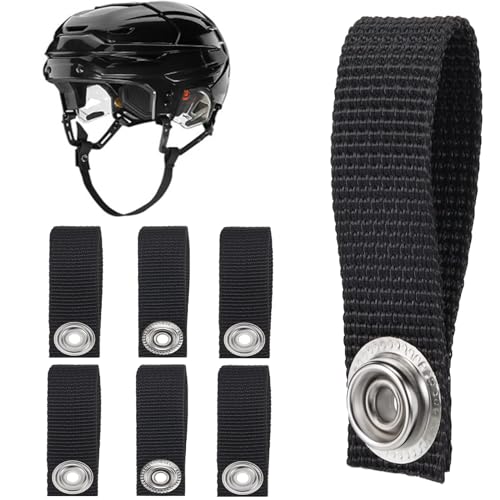 LJHYSD Hockey Helmet Chin Strap with Single Snap Detachable Helmet Loops Hockey Replacement Chin Strap Hockey Helmet Accessory,Black,6 Pack