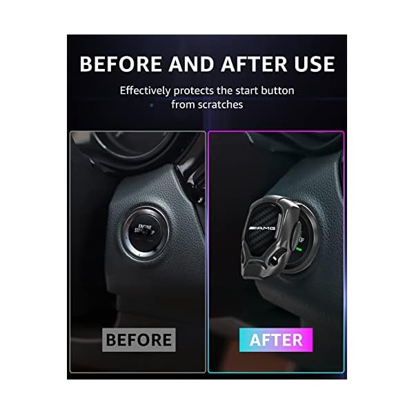 Metal Car Engine Button Cover,Push to Start/Stop Button Cover,Car Ignition Button Cover/Sticker Work Mercedes Benz AMG GT GLC GLE G C-Class S-Class E-Class GLA,Car Interior Decal Accessory,Inner Φ28mm - Image 4