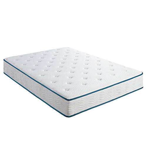 Primasleep 10 Inch Hybrid Comfort Tight Top Spring Mattress Queen Size Dark Blue Piping,Cool I Gel Memory Foam, Certipur Us Certified, Compressed Packing #TOP3
