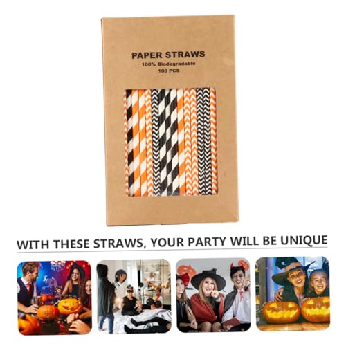 100 pitillos de papel Kraft para fiesta de Halloween miniatura 6