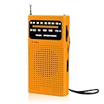 Benss Small Radios Portable AM FM, transistor radios 2AA Battery Operated with Best Reception, Radio with Speaker & Headphone Jack, Pocket Radio for Indoor, Outdoor and Emergency Use(Yellow)