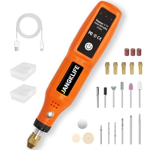 JANGKLIFE Herramienta giratoria inalámbrica, mini juego de herramientas giratorias de 3.7 V con 31 piezas de accesorios, herramienta de grabado portátil para pulir, lijar, taladrar grabado, hecho a