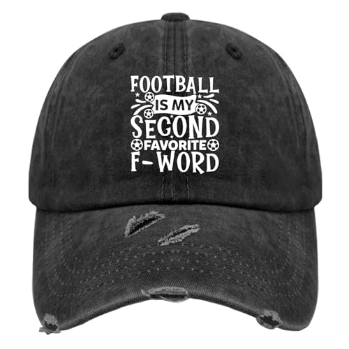 Football is My Second Favorite F Word Hats for Men Washed Distressed Baseball Caps Funny Washed