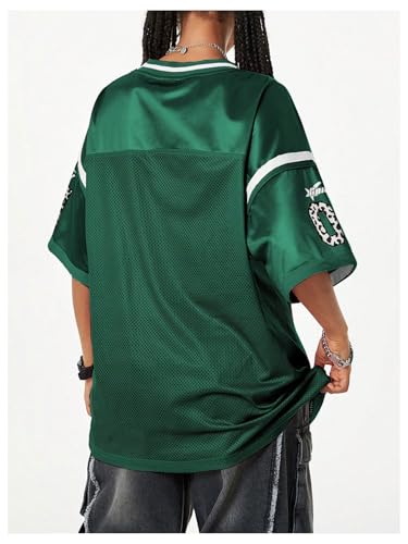 Verdusa Women's Y2k Jersey Shirt Baggy Shirt Oversized Tshirts Leopard Print V Neck Tshirt Tops2