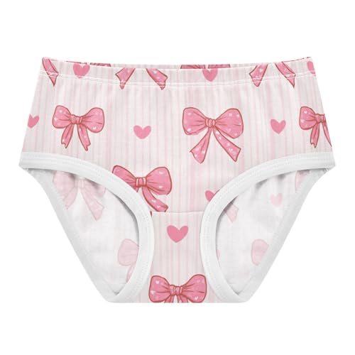 Wusikd Pink Bows Hearts Pink Striped (2) Girls' Underwear Cotton Girls Briefs Soft Toddler Underwear 2T