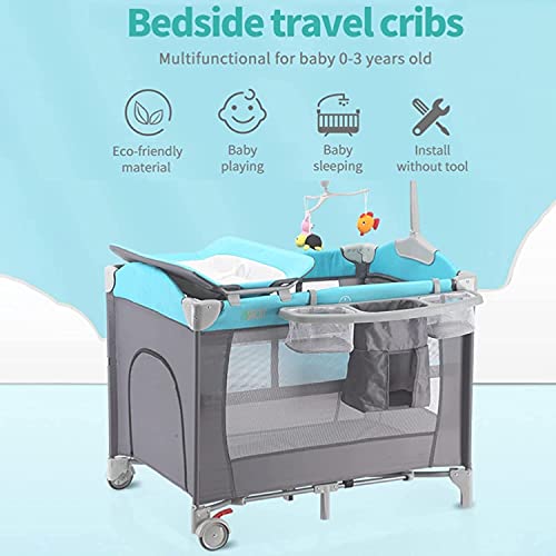 Hsikuml Baby Cot With Adjustable Height, Baby Playard Bed With Foldable Nursery Center, Includes Capacity Storage Shelf And Mattress, Compact Fits Almost Any Bed, Portable Cradles For 0-36 Months #TOP1