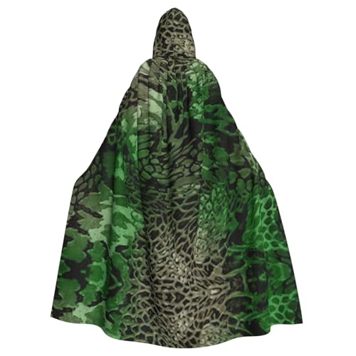 Cape à capuche imprimé serpent vert pour vos soirées de bal masqué en plein air