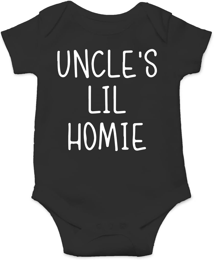 AW Fashions Uncle’s Lil Homie Baby Bodysuit Funny Cute Newborn Romper Adorable Clothing Unisex Girls Boys