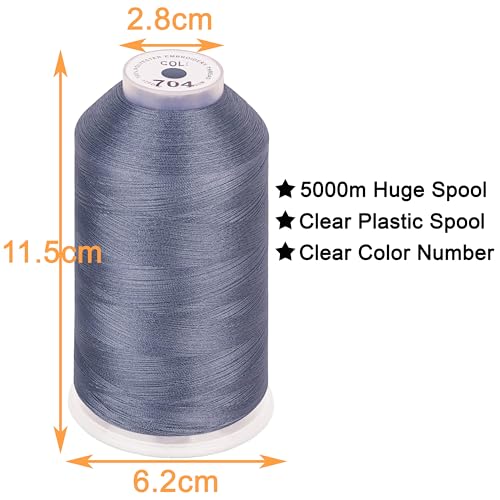 Image of New brothread - Single Huge Spool 5000M Each Polyester Embroidery Machine Thread 40WT for Commercial and Domestic Machines - Pewter