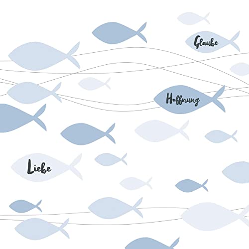 Servietten Mit Fischdesign – 3-lagige Tissue-Servietten In Grau, Grün & Weiß