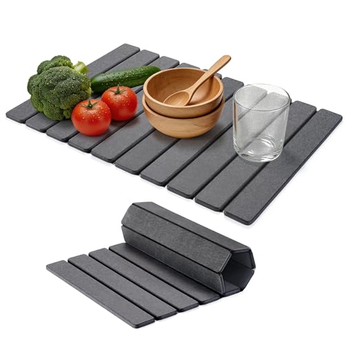 HABUTWAY Large Stone Dish Drying Mat for Kitchen Counter 24"16" Collapsible Diatomaceous - image 1