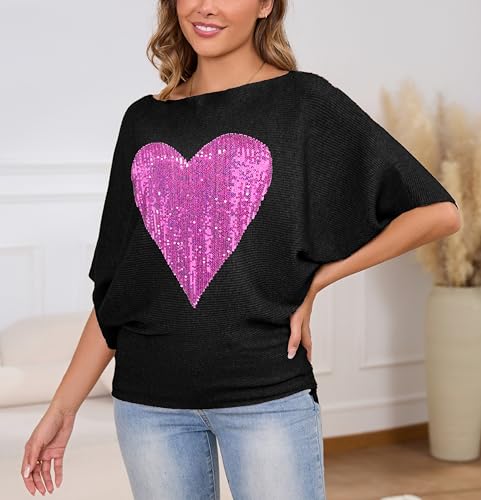 Image of MAKARTHY Womens Batwing Sleeves Knitted Dolman Pullovers Boat Neck Tops Sweatershirts