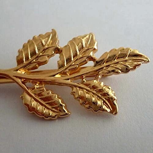 Newmind Pacote de 2 peças retrô dourado folha de oliva galho broche de cabelo para noivas, prendedor