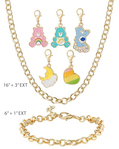 SALLY ROSE Care Bears Jewelry Set Official License, Fashion Charm Bracelet and Necklace with 5 Interchangeable Care Bears Charms 6