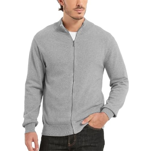 Men’S Full Zip Up Lightweight Knitted Cardigan Casual Streetwear Stand Collar Standard Thickness Zipper Outerwear4