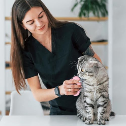Image of Cat Massage Comb, Cute Comfort Cat Shedding Brush with Elasticity Curved Comb Teeth for Reducing Knots, Relaxing Cat Deshedding Brush for Short Hair & Long Hair Pet Hair Remover (Cat,Blue)