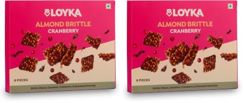 Image of Loyka Almond Brittle Cranberry - 8pcs | Premium Chocolate Gift Hamper | Dark Choco, Almond & Cranberry Delight | Crunchy Nutty Indulgence (Pack of 2)